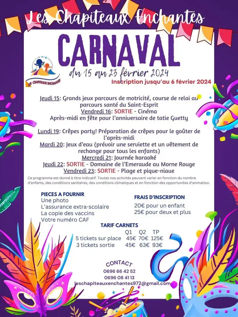 Programme carnaval 2024 - Les Chapiteaux Enchantés